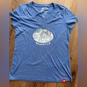 The Bluebird Cafe Nashville V-Neck Short Sleeve Tee - Blue